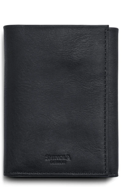 Shinola Rfid Leather Trifold Wallet In Black