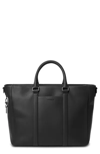 Shinola Runwell Leather Zip Briefcase In Black