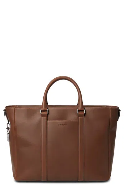 Shinola Runwell Leather Zip Briefcase In Red