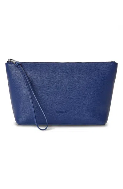 Shinola Small Zip Pebbled Leather Cosmetic Case In White