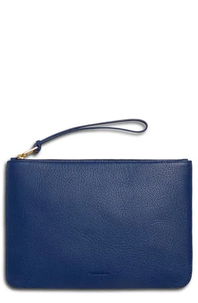 Shinola Wristlet Leather Zip Pouch In Yellow