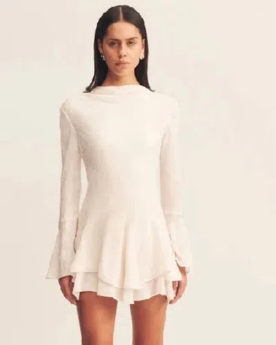 Shona Joy Bowery Long Sleeve Ruffle Mini Dress In Milk In White
