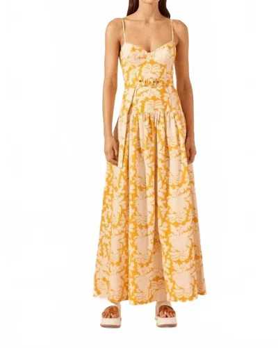 Shona Joy Dulce Panelled Bustier Maxi Dress In Canary/ivory In Multi