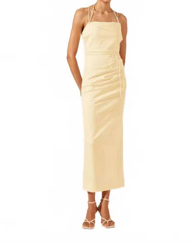 Shona Joy Lani Draped Cross Back Midi Dress In Vanilla In Yellow