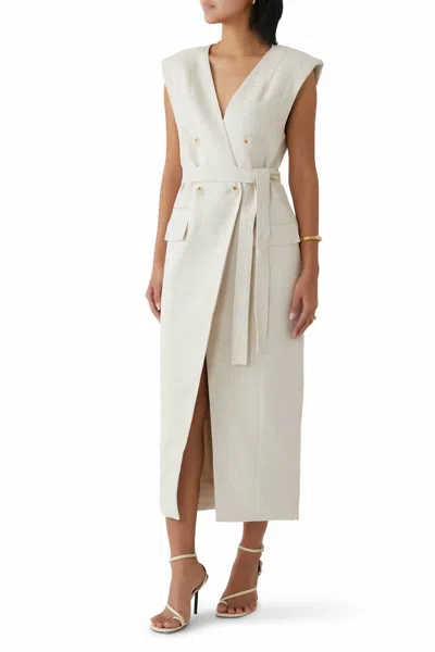 Shona Joy Newman Sleeveless Blazer Midi Dress In Parchment In White