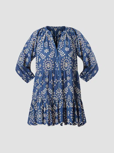 Shoshanna Women's Floral Cotton Button-front Minidress In Blue