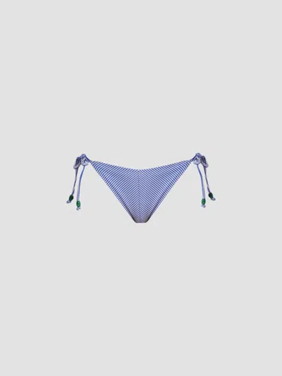 Shoshanna Women's Striped Bikini Bottom In Blue