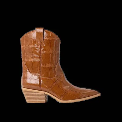 Shu Shop Women's Zouzou Croco Western Boots In Camel In Multi
