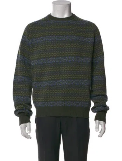 Pre-owned Sid Mashburn Merino Wool Patterned Pullover In Green