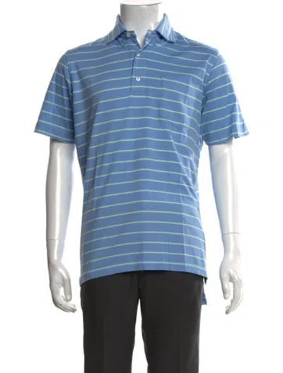 Pre-owned Sid Mashburn Striped Collar Polo Shirt In Blue