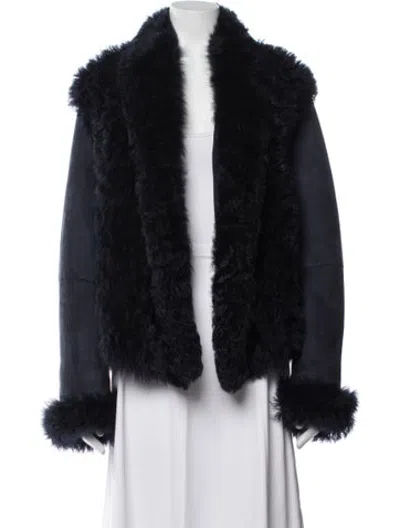 Pre-owned Sies Marjan Shearling Fur Jacket In Blue