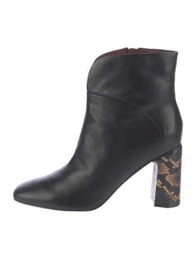 Pre-owned Sigerson Morrison Leather Animal Print Boots In Black