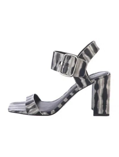 Pre-owned Sigerson Morrison Leather Animal Print Sandals In Black/white