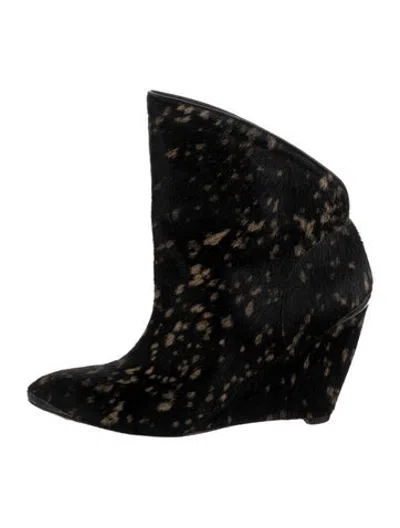 Pre-owned Sigerson Morrison Ponyhair Animal Print Boots In Black