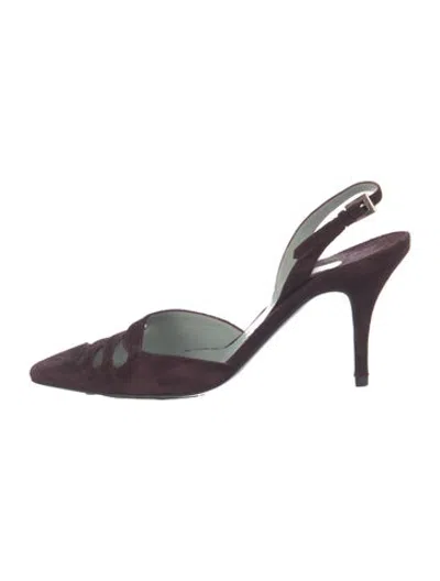 Pre-owned Sigerson Morrison Suede Slingback Pumps In Green