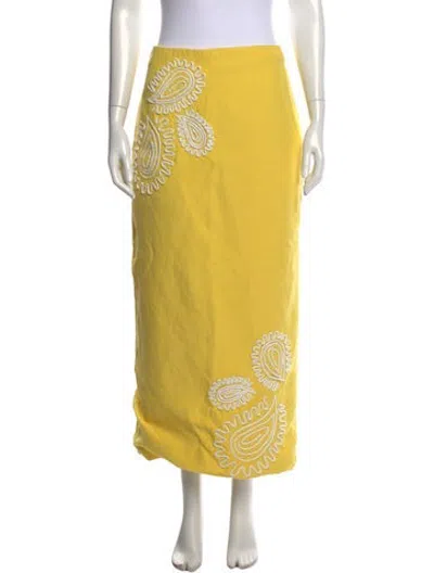 Pre-owned Significant Other Paisley Print Long Skirt In Yellow