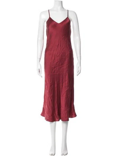 Pre-owned Silk Laundry Silk Midi Length Dress In Burgundy