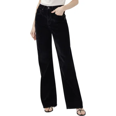 Silver Jeans Co. Avery Curvy High Waist Trouser Velvet Jeans In Black