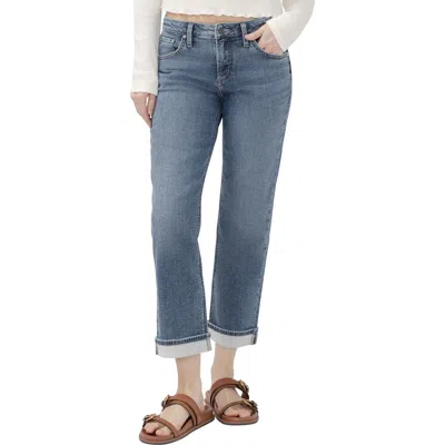 Silver Jeans Co. Chelsea Cuffed Boyfriend Jeans In Blue