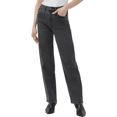 Silver Jeans Co. Highly Desirable High Waist Relaxed Straight Leg Jeans In Black
