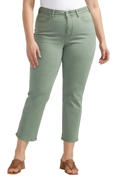Silver Jeans Co. Isbister Garment Dyed High Waist Straight Leg Jeans In Sage