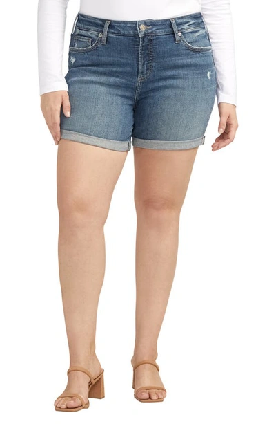 Silver Jeans Co. Suki Curvy Mid Rise Denim Shorts In Indigo