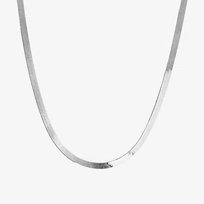 Silver Treasures Made In Italy Womens Sterling Silver 16 Inch Herringbone Chain Necklace