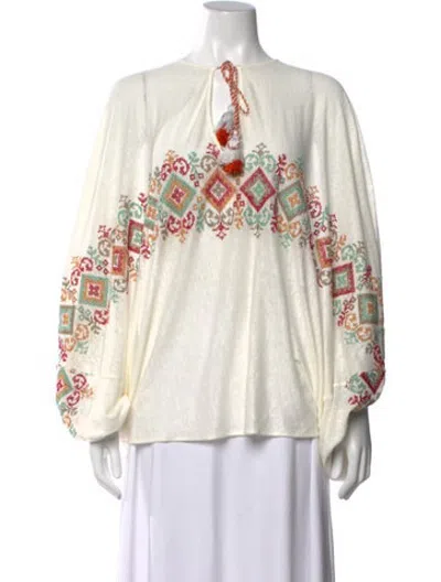 Pre-owned Silvia Tcherassi Linen Printed Blouse In Neutrals