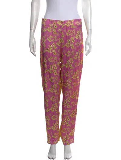 Pre-owned Silvia Tcherassi Silk Straight Leg Pants In Pink