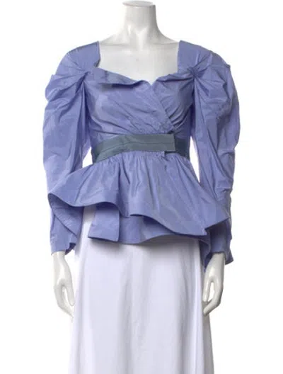 Pre-owned Silvia Tcherassi Square Neckline Long Sleeve Blouse In Blue