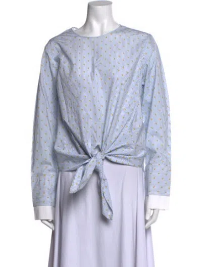 Pre-owned Silvia Tcherassi Striped Crew Neck Blouse In Blue