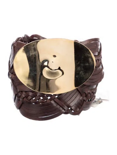 Pre-owned Silvia Tcherassi Wide Leather Waist Belt In Brown