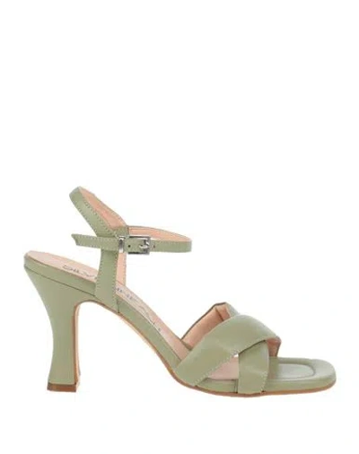 Silvian Heach Woman Sandals Sage Green Size 6 Leather
