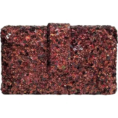 Simitri Earthy Sequins Clutch In Molten