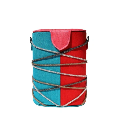 Simitri Very Knotty Bucket Bag In Blue/red