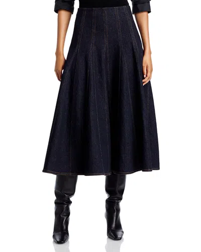 Simkhai Cia High Waisted Denim Midi Skirt In Blue