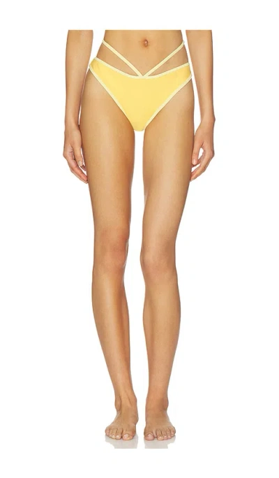 Simkhai Emmalynn Strappy Bikini Bottom In Buttercream