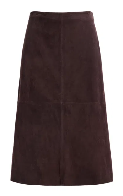 Simkhai Harrison Suede Midi Skirt In Brown