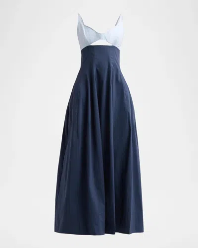 Simkhai Maddy Cotton-blend Cut-out Midi Dress In Blue