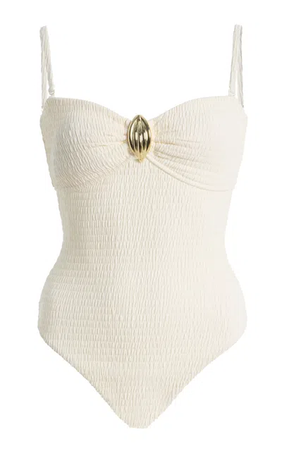 Simkhai Maroze Knit One-piece Swimsuit In White