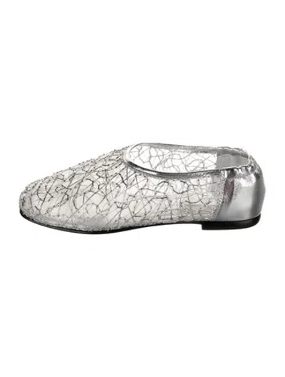 Pre-owned Simkhai Mesh Patterned Ballet Flats In Metallic/silver