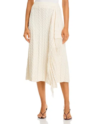 Simkhai Mireille Cotton & Wool Finge Midi Skirt In White