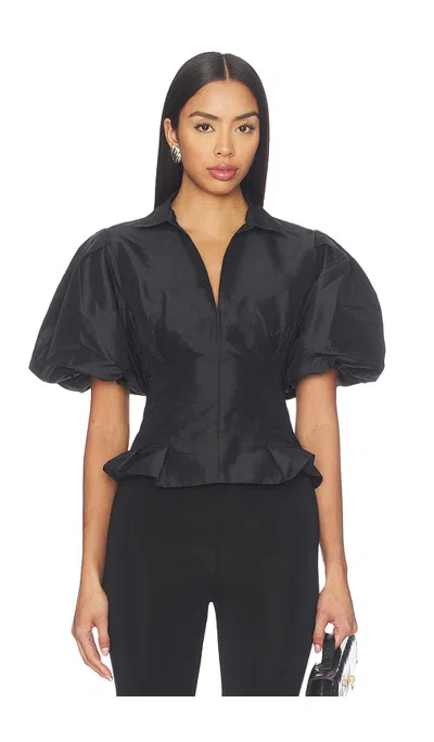Simkhai Nessa Short Sleeve Top In Black