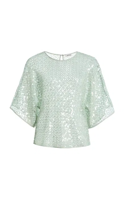 Simkhai Nyelle Embellished Knit Top In Silver