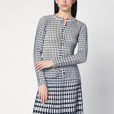 Simkhai Perforated Cardigan In Midnight Blue/white