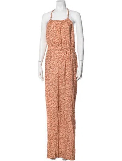 Pre-owned Simkhai Printed Square Neckline Jumpsuit In Red