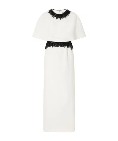 Simkhai Vantrel Beaded Crepe Gown With Shawl-style Detail In White
