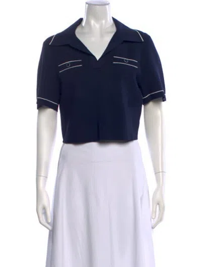 Pre-owned Simkhai V-neck Short Sleeve Polo W/ Tags In Blue