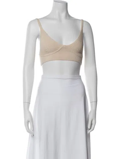 Pre-owned Simkhai V-neck Sleeveless Sports Bra In Neutrals