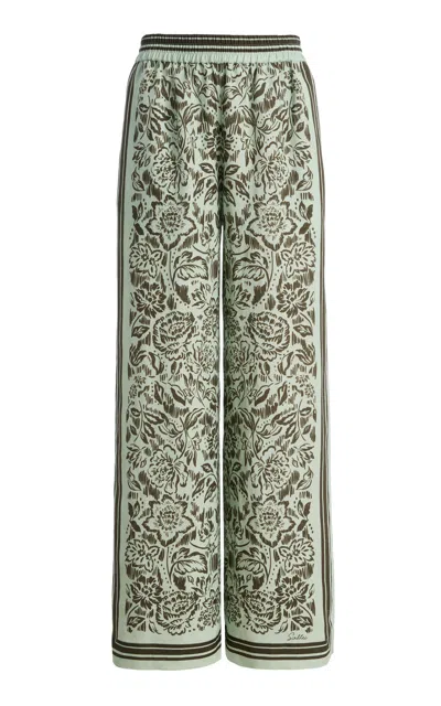 Simkhai Zuna Linen-blend Straight-leg Pants In Green